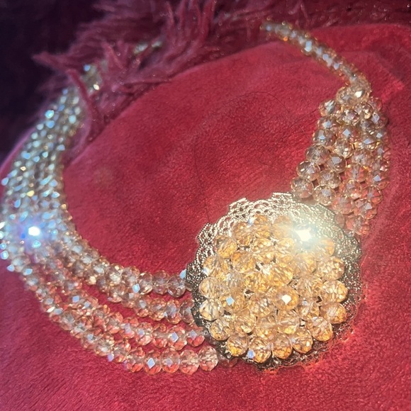 Fashion Hand crafted Multi Layered Crystal glass Beaded  Necklace - Picture 4 of 17